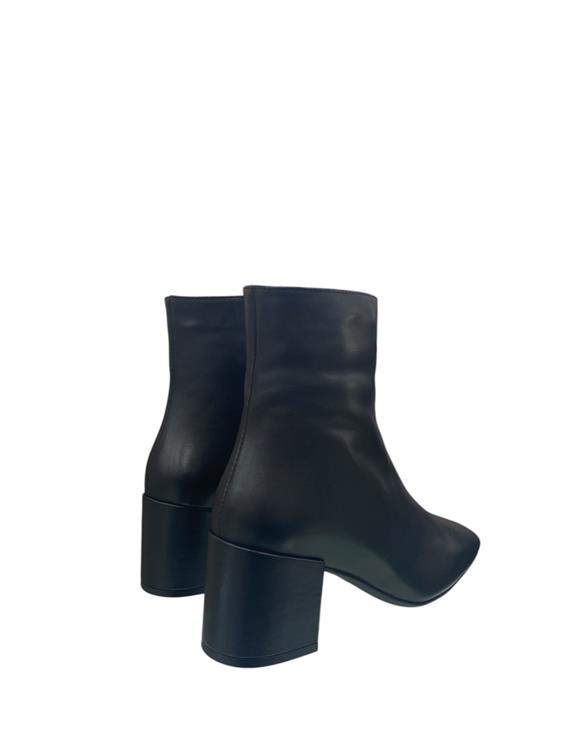 Kadın Topuklu Bot - Siyah Deri S.Ast