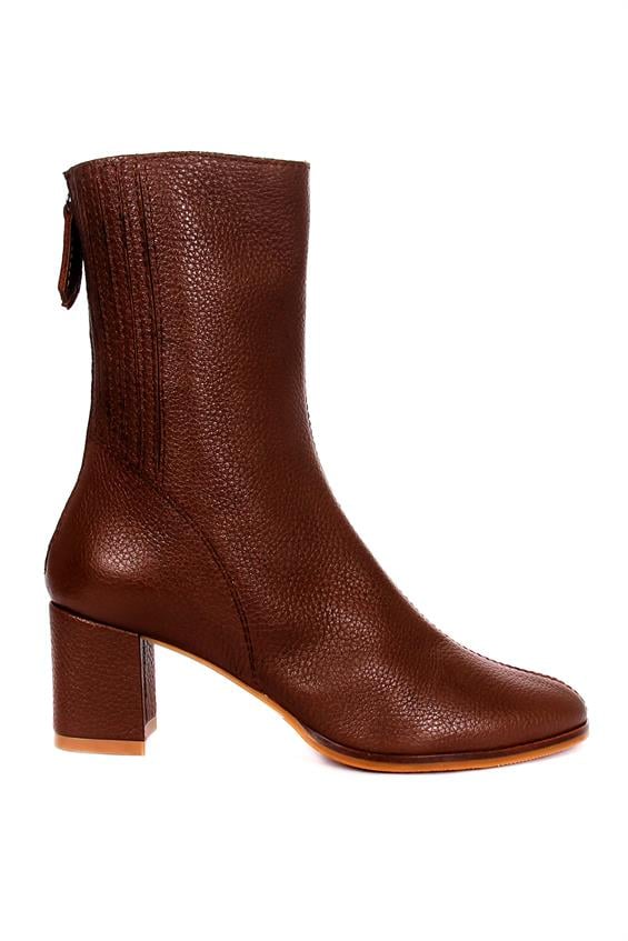 Kadın Topuklu Bot - Taba Floter Astarsız