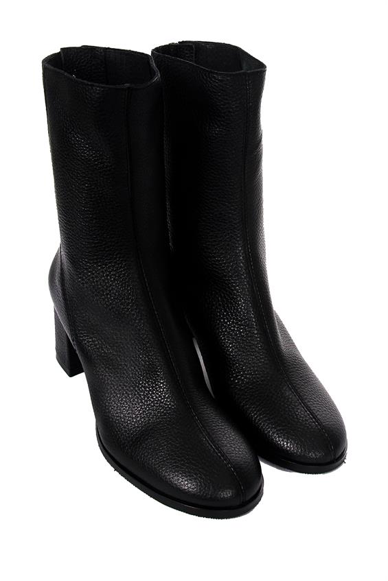 Kadın Topuklu Bot - Siyah Floter Astarsız