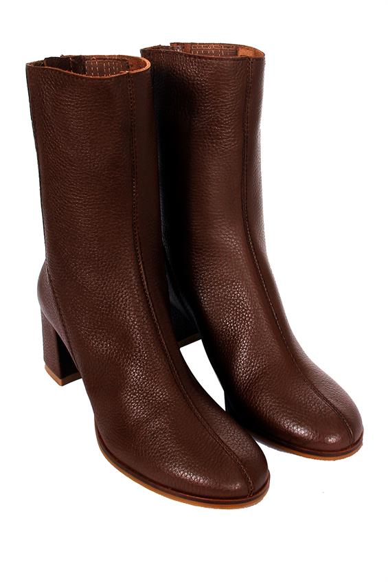 Kadın Topuklu Bot - Taba Floter Astarsız