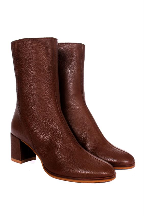 Kadın Topuklu Bot - Taba Floter Astarsız