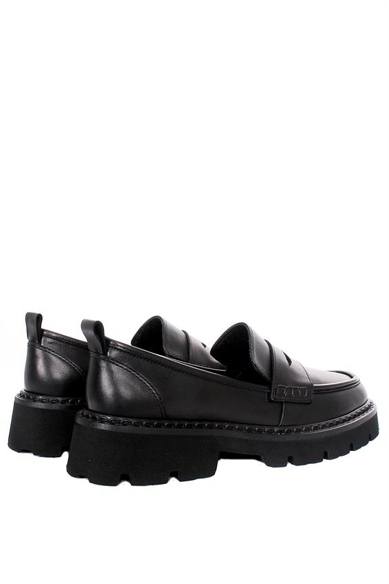Kadın Babet Ayakkabı Loafer - Siyah Deri