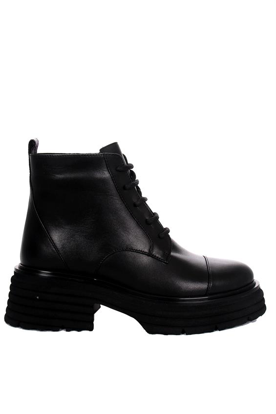 Kadın Postal Military Bot - Siyah Deri