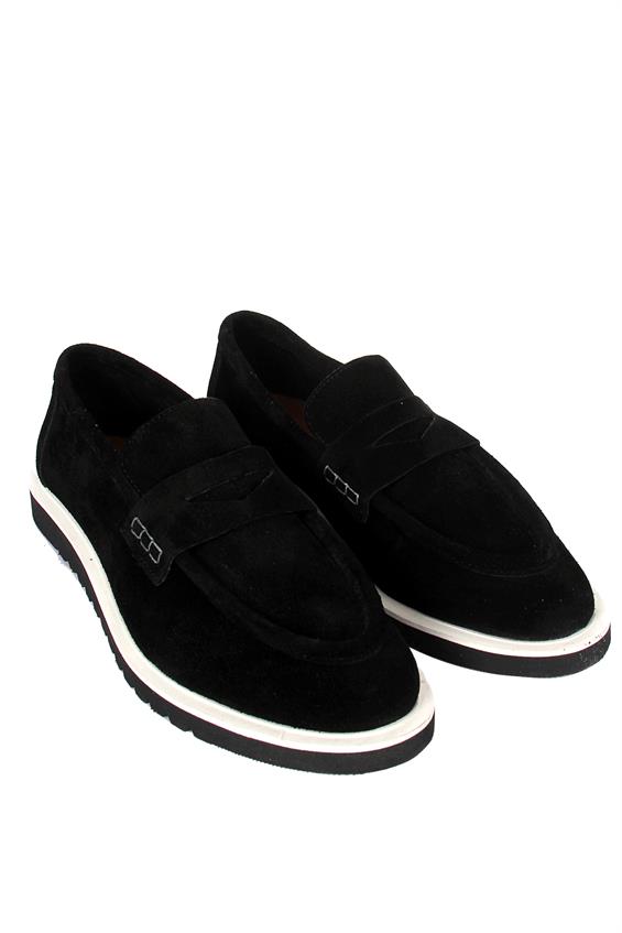 Kadın Loafer Süet Babet Ayakkabı - Siyah Süet