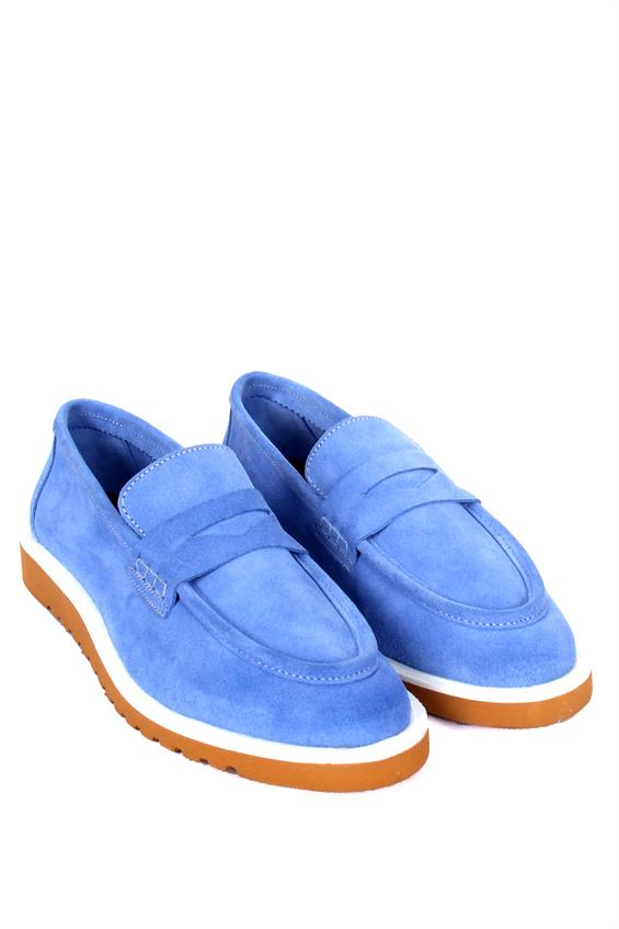 Kadın Loafer Süet Babet Ayakkabı - Mavi Süet