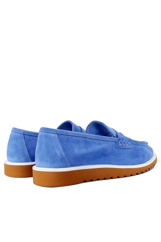 Kadın Loafer Süet Babet Ayakkabı - Mavi Süet