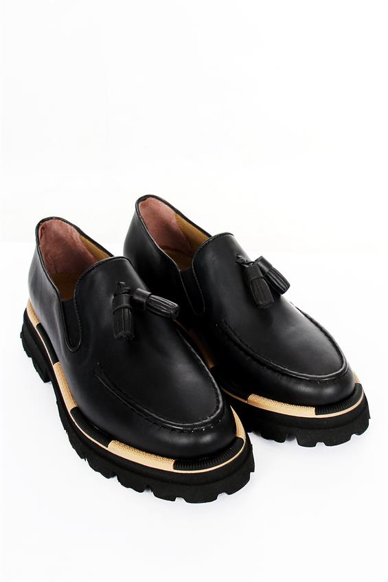 Kadın Babet Ayakkabı Oxford - Siyah Deri