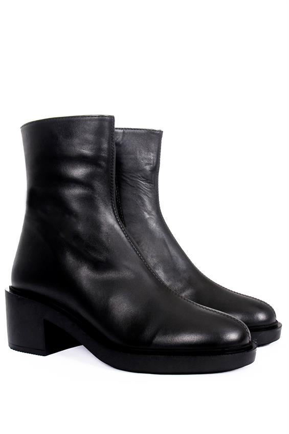 Kadın Topuklu Bot - Siyah Deri