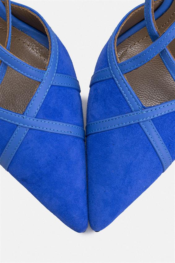 Kadın İnce Topuklu Ayakkabı - Mavi Süet