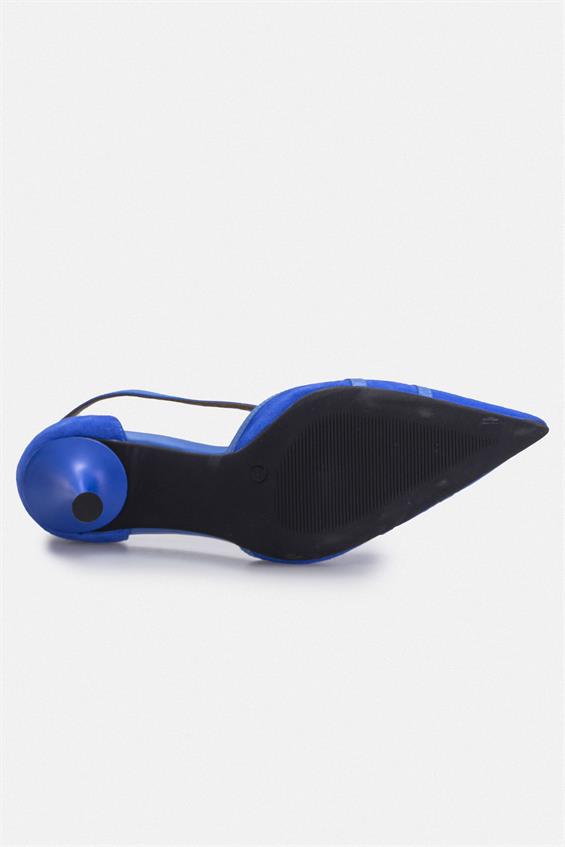 Kadın İnce Topuklu Ayakkabı - Mavi Süet