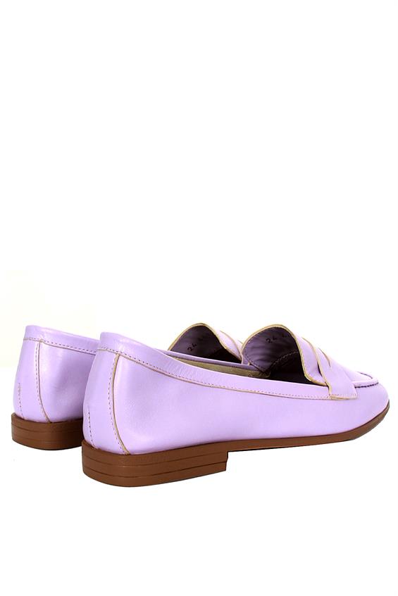 Kadın Loafer Babet Günlük Ayakkabı - Lila Deri