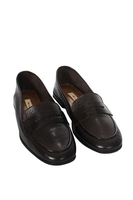 Kadın Loafer Babet Günlük Ayakkabı - Kahve Deri