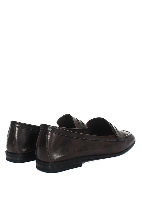 Kadın Loafer Babet Günlük Ayakkabı - Kahve Deri