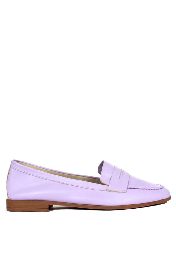 Kadın Loafer Babet Günlük Ayakkabı - Lila Deri