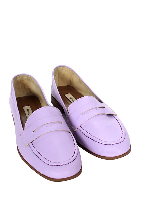 Kadın Loafer Babet Günlük Ayakkabı - Lila Deri