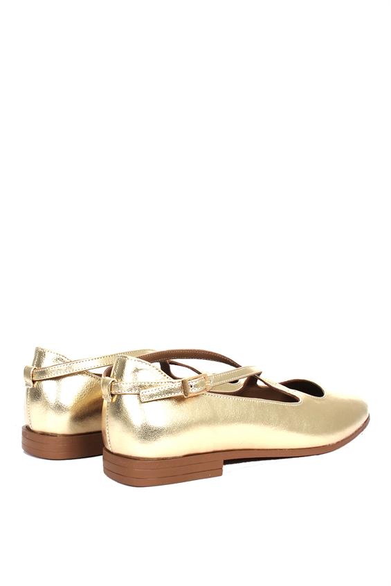 Kadın Tokalı Babet Ayakkabı - Dore Deri