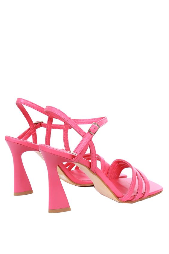 Kadın İnce Topuklu Sandalet - Fuşya Deri