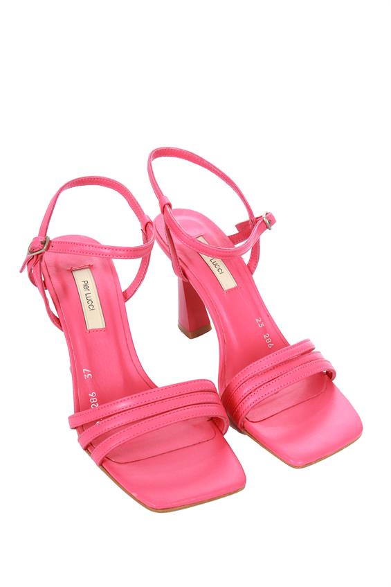 Kadın İnce Topuklu Sandalet - Fuşya Deri