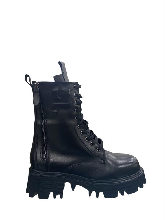 Kadın Postal Military Bot - Siyah Deri S.Ast