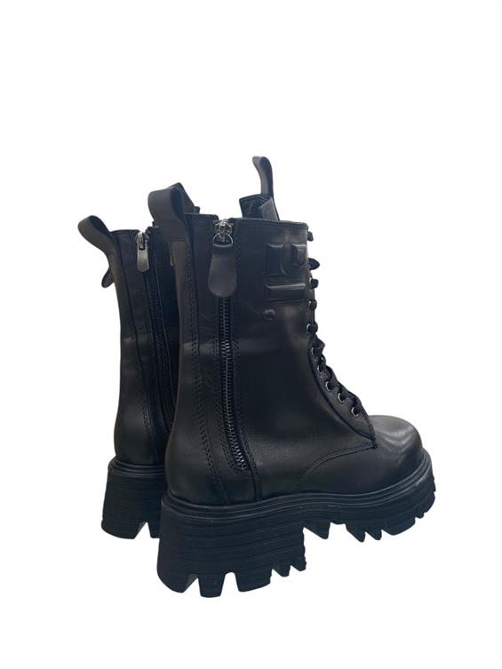 Kadın Postal Military Bot - Siyah Deri S.Ast