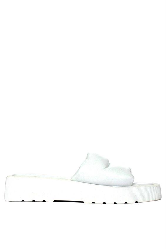 Kadın Günlük Düz Terlik-Beyaz Deri