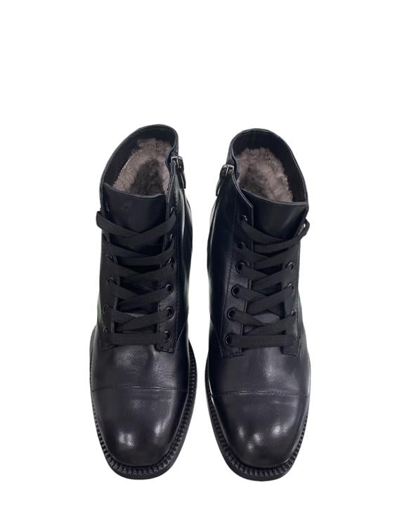 Kadın Günlük Bot - Siyah Deri Kürk