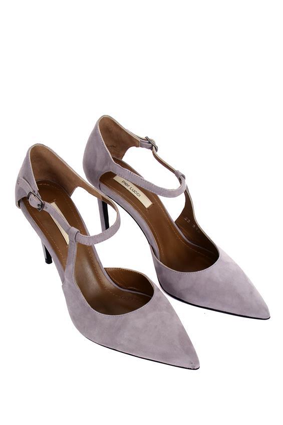 Kadın Yüksek Topuklu Ayakkabı-Gri Süet