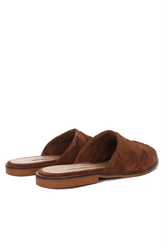 Kadın Günlük Düz Terlik-Taba Süet