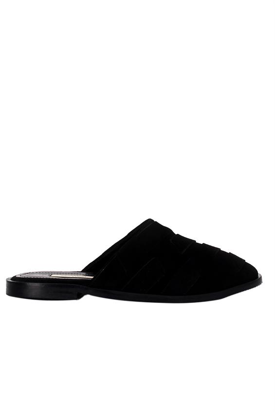 Kadın Günlük Düz Terlik-Siyah Süet