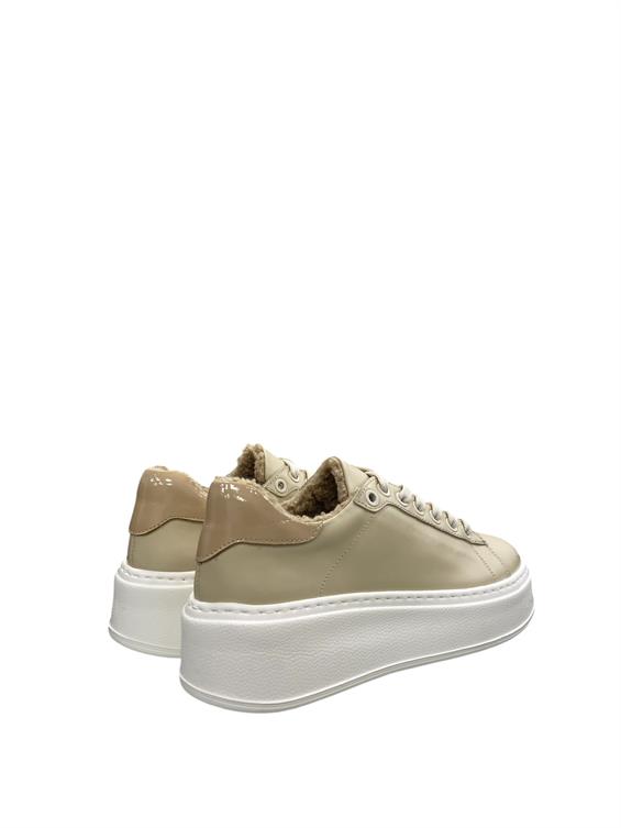Kadın Sneakers Ayakkabı-Bej Deri