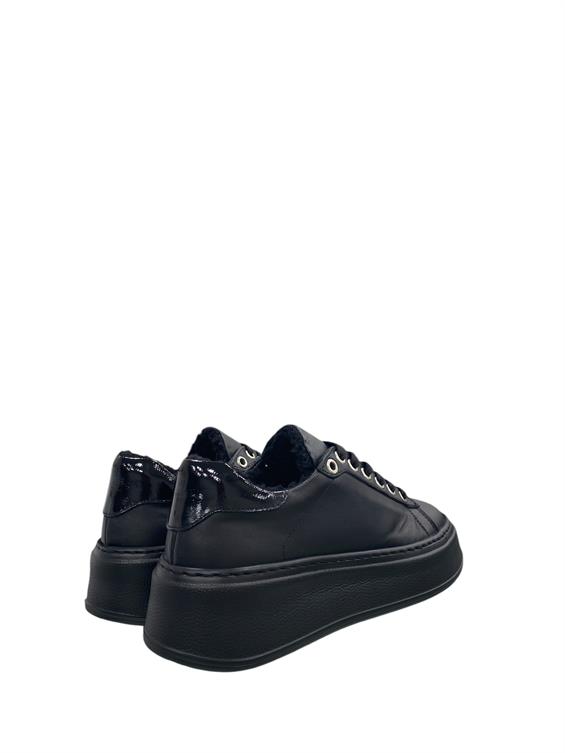 Kadın Sneakers Ayakkabı-Siyah Deri