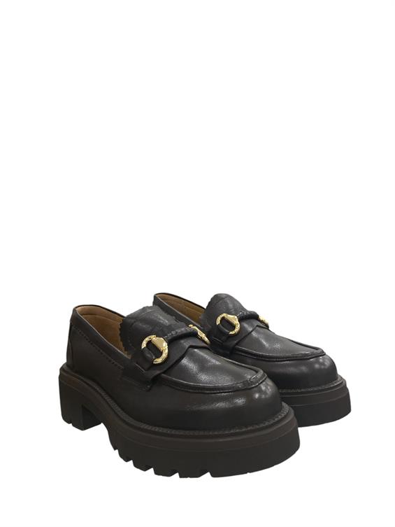 Kadın Loafer Tokalı Babet Ayakkabı - Kahve Deri