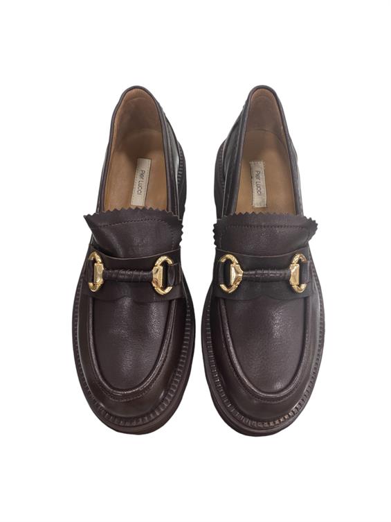 Kadın Loafer Tokalı Babet Ayakkabı - Kahve Deri