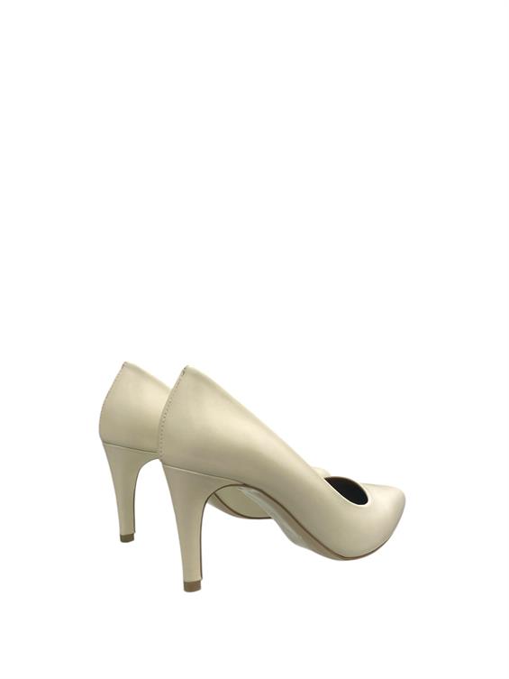 Kadın Stiletto Topuklu Ayakkabı-Bej Deri