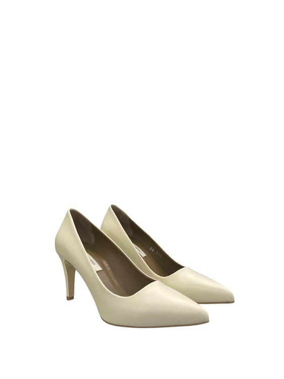 Kadın Stiletto Topuklu Ayakkabı-Bej Deri