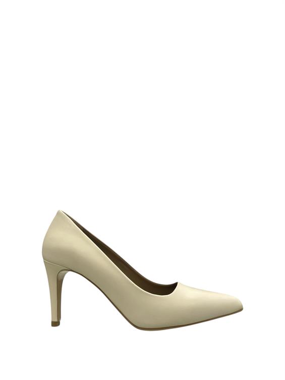 Kadın Stiletto Topuklu Ayakkabı-Bej Deri