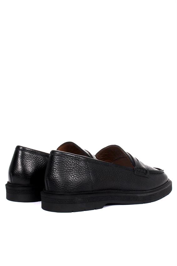 Kadın Babet Ayakkabı Loafer - Siyah Floter Deri