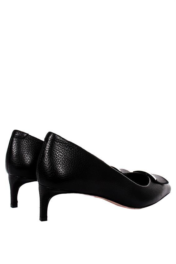 Kadın Stiletto Topuklu Ayakkabı - Siyah Deri