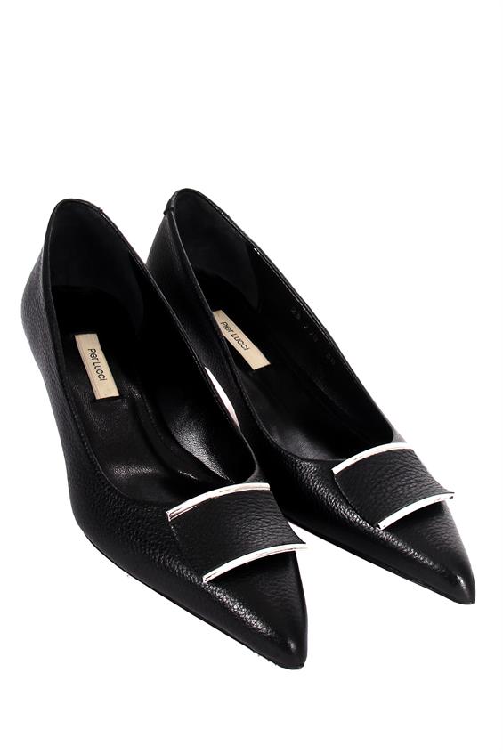 Kadın Stiletto Topuklu Ayakkabı - Siyah Deri