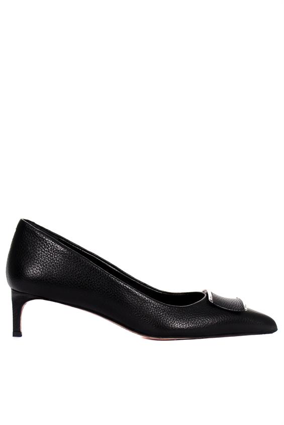 Kadın Stiletto Topuklu Ayakkabı - Siyah Deri