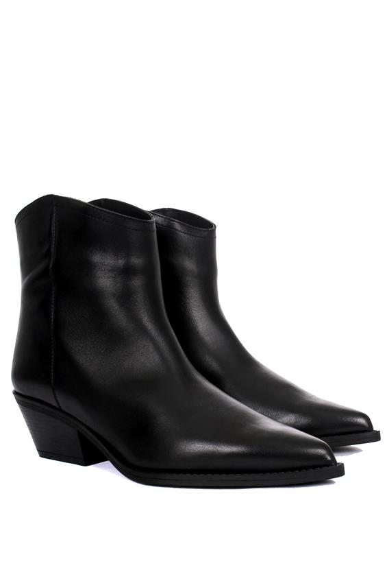 Kadın Western Kovboy Bot - Siyah Deri