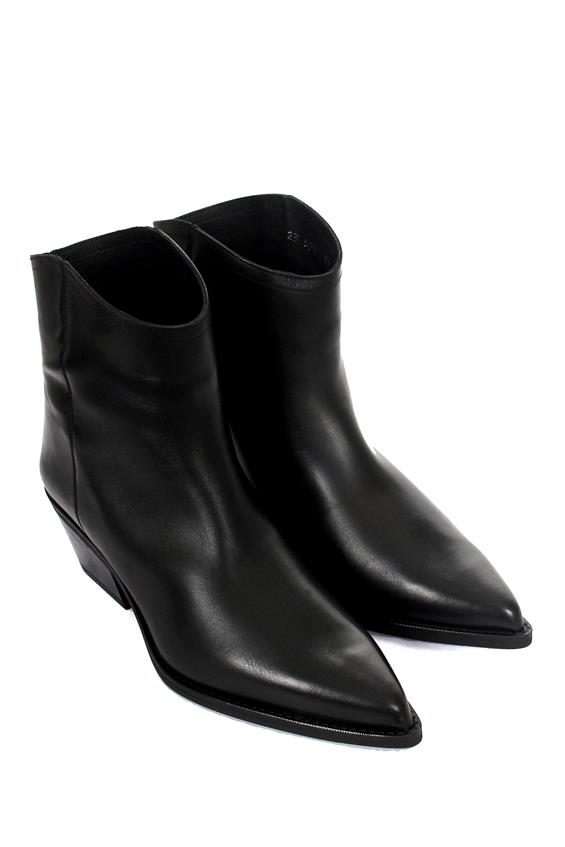 Kadın Western Kovboy Bot - Siyah Deri