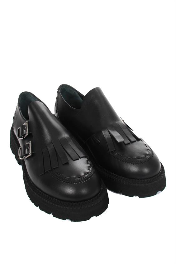 Kadın Babet Ayakkabı Oxford - Siyah Deri