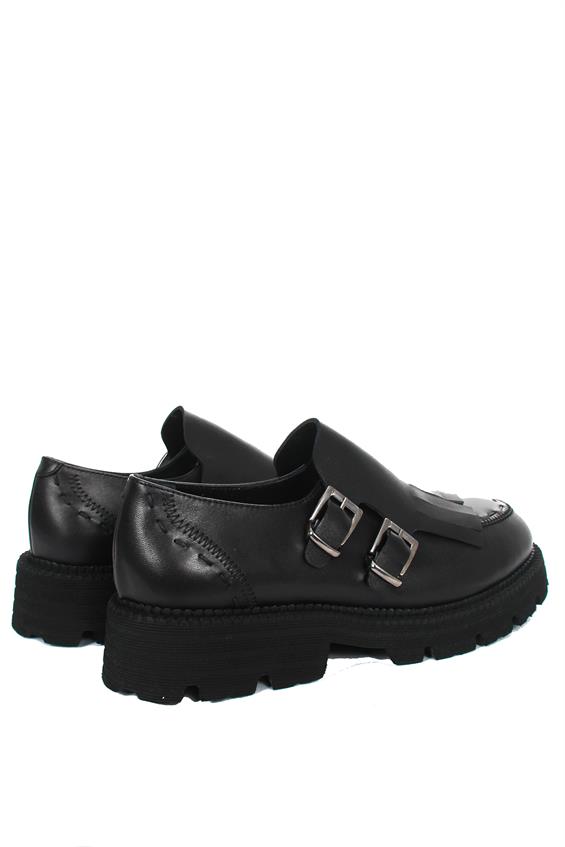 Kadın Babet Ayakkabı Oxford - Siyah Deri