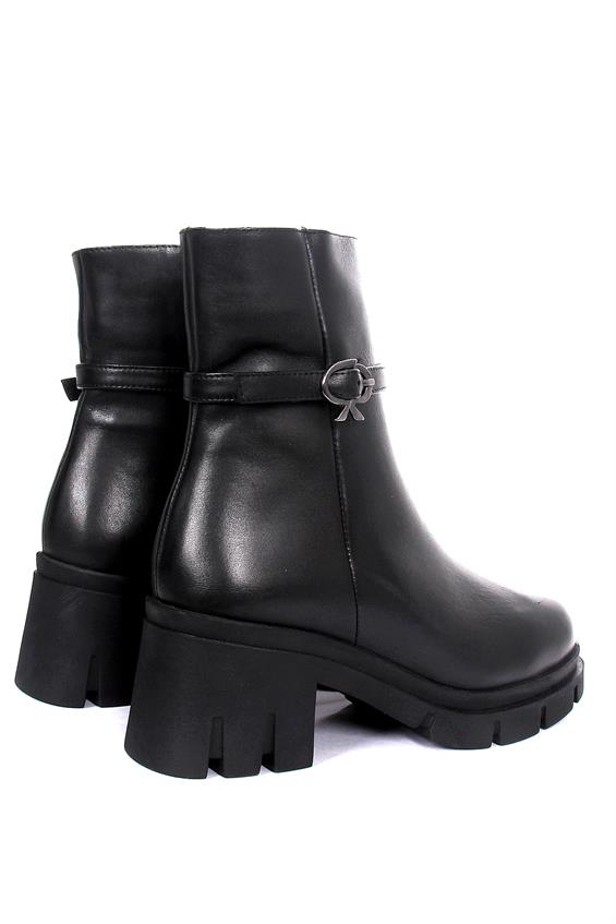 Kadın Topuklu Bot - Siyah Deri