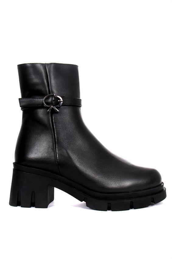 Kadın Topuklu Bot - Siyah Deri