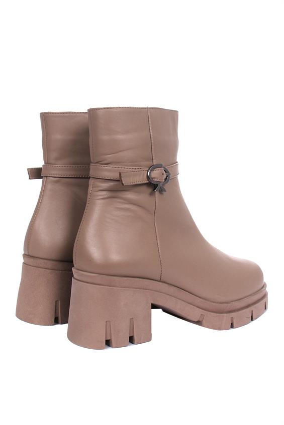 Kadın Topuklu Bot - Vizon Deri