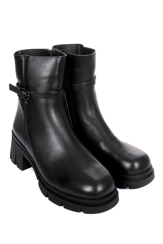 Kadın Topuklu Bot - Siyah Deri