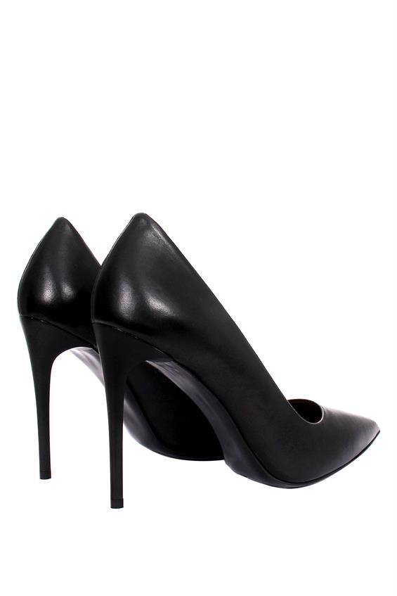 Kadın Yüksek Topuklu Ayakkabı - Siyah Deri