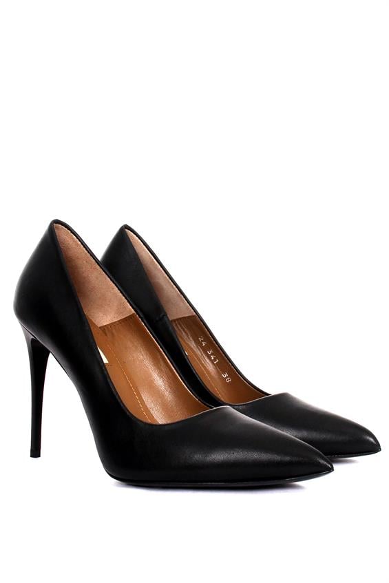 Kadın Yüksek Topuklu Ayakkabı - Siyah Deri